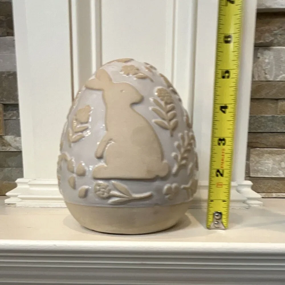 Ceramic Rabbit Figurine Easter Seasonal Decor Glossy Medium Freestanding
